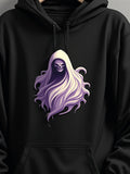Men's Hoodie Floating Ethereal Purple Robes With Hooded Skeleton Face Hidden Inside Mist Wraith