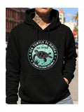 Men's Hoodie Sea Turtle Florida Majestic Swimming Ocean Creature Inside Round Vintage Seal Turtle