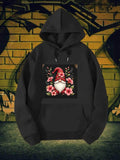 Men's Hoodie Cute Bearded Character Wearing Red Hat Surrounded By Beautiful Pink Floral Blossoms Gnome