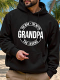 Men's Hoodie The Man The Myth Grandpa The Legend Circular Emblem With Bold White Typography Printed On Dark Fabric Hoodie