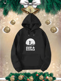 Men's Hoodie SUP DOODLE Peaceful Outdoor Scene With Person Paddling On Water Under Sunset Silhouette