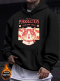 Men's Hoodie Purrfection Live Nine Lives Stay True Vintage Style Illustration Of A Surprised Kitty Face Among Retro Stripes Cat