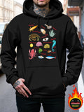 Men's Hoodie Colorful Scientific Illustrations Of Diverse Marine Life Swimming Together Marine Life