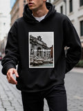 Men's Hoodie Colosseum Ancient Italian Architecture With Grand Sculptures And Flowing Water Monument