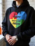 Men's Hoodie Adore Someone With Autism Vibrant Primary Colors Forming A Heart Shaped Puzzle Symbol Heart
