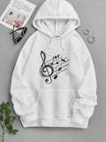 Men's Hoodie My Life Is Music Artistic Five Line Staff With Melodic Rhythmic Floating Dynamic Notes Treble Clef