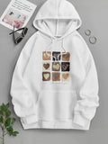 Men's Hoodie Love Is All Around You Earth Toned Textured Squares Featuring Diverse Artistic Hand Drawn Style Heart