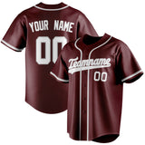 Custom Burgundy & White Color Fan Baseball Jersey