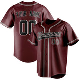 Custom Burgundy & Black Color Fan Baseball Jersey