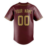 Custom Burgundy & Old Gold Color Fan Baseball Jersey BB01240528CK093