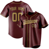 Custom Burgundy & Old Gold Color Fan Baseball Jersey