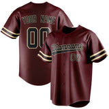 Custom Burgundy & Black Color Fan Baseball Jersey