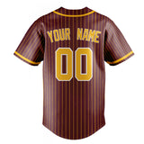 Custom Burgundy & Gold Gold Pinstripe Fan Baseball Jersey BB01240528CK098