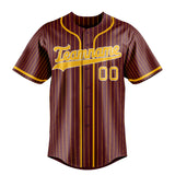 Custom Burgundy & Gold Gold Pinstripe Fan Baseball Jersey BB01240528CK098