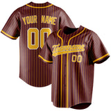 Custom Burgundy & Gold Gold Pinstripe Fan Baseball Jersey