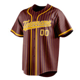 Custom Burgundy & Gold Gold Pinstripe Fan Baseball Jersey BB01240528CK098