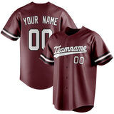 Custom Burgundy & White Color Fan Baseball Jersey