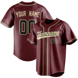 Custom Burgundy & Cream Color Fan Baseball Jersey