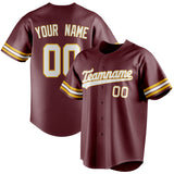 Custom Burgundy & White Color Fan Baseball Jersey