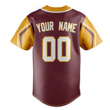 Custom Burgundy & Gold 3 Colors Arm Shapes Fan Baseball Jersey BB01240528CK104