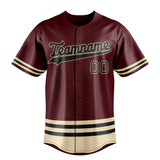 Custom Burgundy & Black Double Stripe Fan Baseball Jersey BB01240528CK105