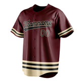 Custom Burgundy & Black Double Stripe Fan Baseball Jersey BB01240528CK105