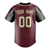 Custom Burgundy & Cream 3 Colors Arm Shapes Fan Baseball Jersey BB01240528CK106