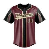 Custom Burgundy & Cream 3 Colors Arm Shapes Fan Baseball Jersey BB01240528CK106