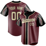 Custom Burgundy & Cream 3 Colors Arm Shapes Fan Baseball Jersey