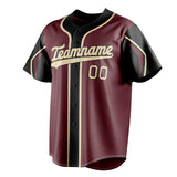 Custom Burgundy & Cream 3 Colors Arm Shapes Fan Baseball Jersey BB01240528CK106