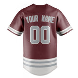 Custom Burgundy & Gray Double Stripe Fan Baseball Jersey BB01240528CK107