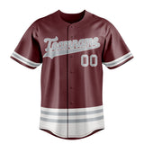 Custom Burgundy & Gray Double Stripe Fan Baseball Jersey BB01240528CK107