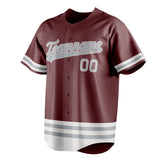 Custom Burgundy & Gray Double Stripe Fan Baseball Jersey BB01240528CK107