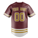 Custom Burgundy & Old Gold Double Stripe Fan Baseball Jersey BB01240528CK108