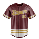 Custom Burgundy & Old Gold Double Stripe Fan Baseball Jersey BB01240528CK108