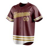 Custom Burgundy & Old Gold Double Stripe Fan Baseball Jersey BB01240528CK108