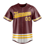 Custom Burgundy & Gold Double Stripe Fan Baseball Jersey BB01240528CK109