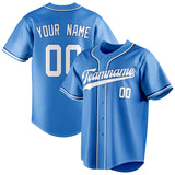 Custom Electric Blue & White Color Fan Baseball Jersey