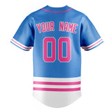 Custom Electric Blue & Pink Double Stripe Fan Baseball Jersey BB01240528JZ188