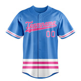 Custom Electric Blue & Pink Double Stripe Fan Baseball Jersey BB01240528JZ188