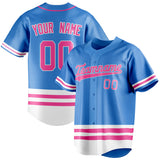 Custom Electric Blue & Pink Double Stripe Fan Baseball Jersey BB01240528JZ188