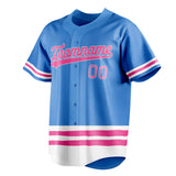 Custom Electric Blue & Pink Double Stripe Fan Baseball Jersey BB01240528JZ188