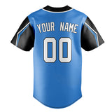 Custom Electric Blue & Navy 3 Colors Arm Shapes Fan Baseball Jersey BB01240528JZ190