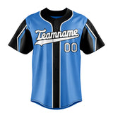 Custom Electric Blue & Navy 3 Colors Arm Shapes Fan Baseball Jersey BB01240528JZ190