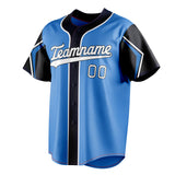 Custom Electric Blue & Navy 3 Colors Arm Shapes Fan Baseball Jersey BB01240528JZ190