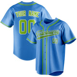 Custom Electric Blue & Green Color Fan Baseball Jersey