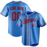 Custom Electric Blue & Red Color Fan Baseball Jersey