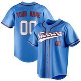 Custom Electric Blue & White Color Fan Baseball Jersey