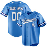 Custom Electric Blue & White Color Fan Baseball Jersey