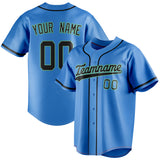 Custom Electric Blue & Navy Color Fan Baseball Jersey